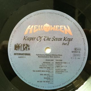 Helloween ‎– Keeper Of The Seven Keys - Part II N 0117 - 1 GERMANY EX,  LP 7