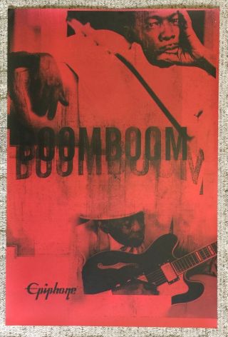 Vintage John Lee Hooker Gibson Epiphone Guitar Poster Boom Boom