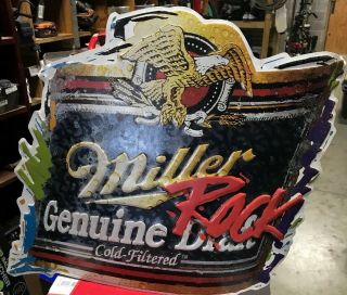 Miller Draft Rock N Roll Pub Bar Beer Tin Metal Sign 24x25 Bright Colors