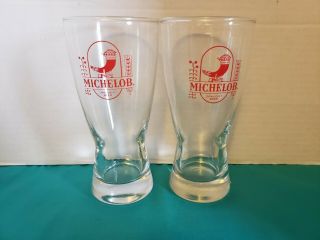 Michelob Draught Beer Set Of 2 Vintage Small Pilsner Beer Glasses