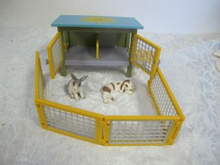 Schleich Bunny Rabbit Figures (2) Cage & Fence Set
