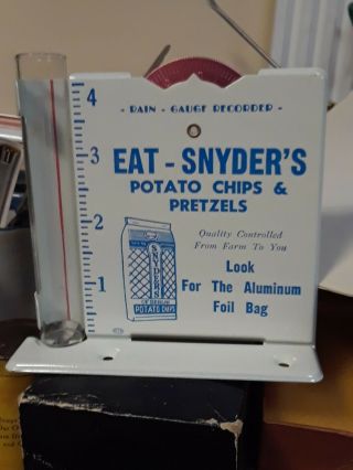 Vintage Nos Snyder’s Potato Chip Advertising Rain Gauge I/box 4 1/2”
