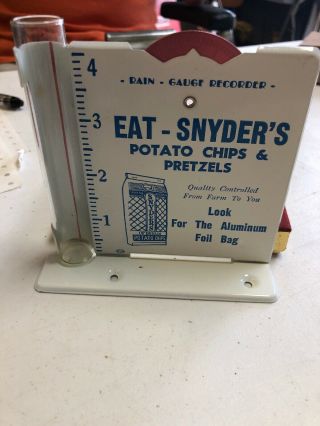 Vintage NOS Snyder’s Potato Chip Advertising Rain Gauge I/Box 4 1/2” 2
