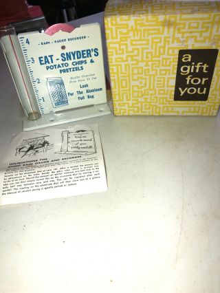 Vintage NOS Snyder’s Potato Chip Advertising Rain Gauge I/Box 4 1/2” 3