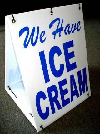 We Have Ice Cream 2 - Sided Sandwich Board Sign Kit Blue On White