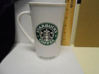2006 Starbucks White Tall Matte Coffee Mug Cup Mermaid Logo Ceramic 16 Oz.