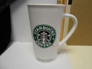 2006 Starbucks White Tall Matte Coffee Mug Cup Mermaid Logo Ceramic 16 oz. 3
