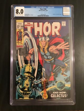 Thor 160 Cgc 8.  0 Stan Lee Kirby Marvel Dc Galactus