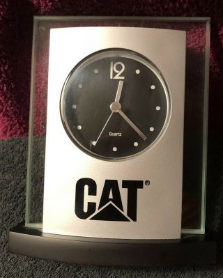 Cat Caterpillar Heavy Equipment Logo Desk Top Quartz Clock Modern Style