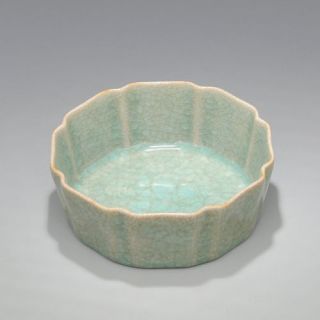 China Antique Porcelain Song Ru Kiln Celadon Glaze Octagon Brush Washers
