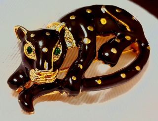 Black Cat Gold Spot Leopard Brooch Pin