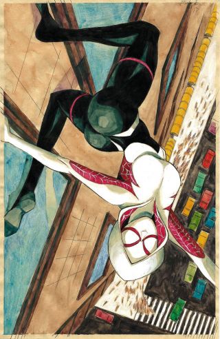 Marvel Comics Spider - Gwen Watercolor Painting