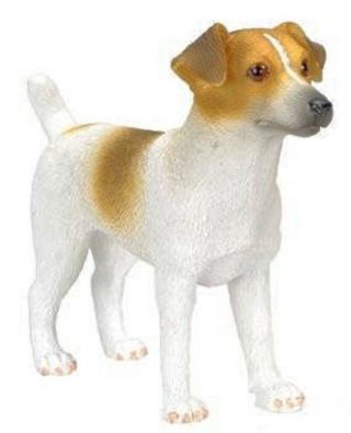 Jack Russell Terrier Dog Figurine 3 Inch Statue Resin Standing White Brown