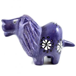 Tabaka Chigware Hand Carved Kisii Soapstone Purple Lion Figurine Made In Kenya
