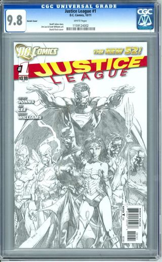 Justice League 1 Sketch Cover Cgc 9.  8 (w)