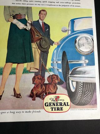 General Tire Dachshund Weiner Dog 1945 Ad Car Legs