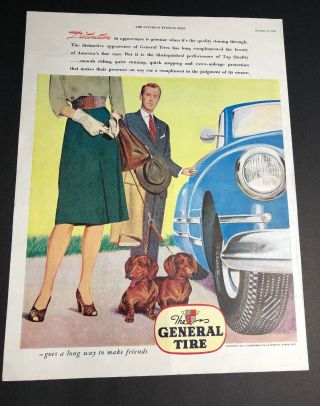 General Tire Dachshund Weiner Dog 1945 Ad Car Legs 2