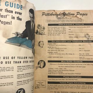 Vintage 1959 Pittsburgh Yellow Pages Directory Great history and genealogy book 2