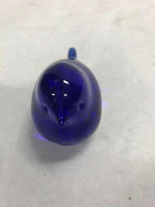 Vintage glass signed COBALT BLUE BIRD TYLZO? 3 by 1.  5 inch collectible animal 2