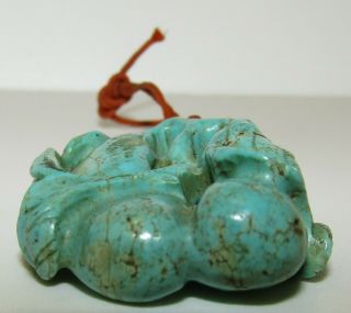 , Large,  Antique Chinese Double Gourd Natural Turquoise Pendant