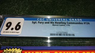 SGT.  FURY 134 CGC 9.  6 Off white to white pages 3