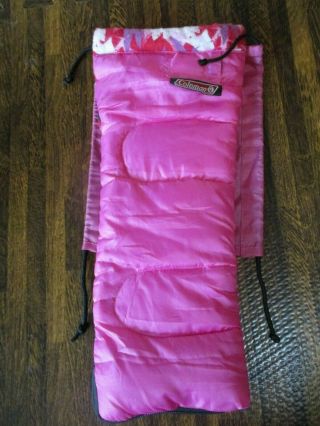 Coleman Sleeping Bag Salesman Sample Doll Barbie Mini 5 " X 12 " Pink