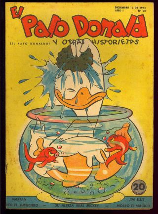 Donald Duck V1 22 Rare Sub - Mariner Foreign Ed.  Carl Barks Disney 1944 Vg - Fn