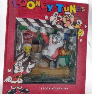 Vintage 1996 Looney Tunes Stocking Hanger Holder Bugs Bunny & Tweety