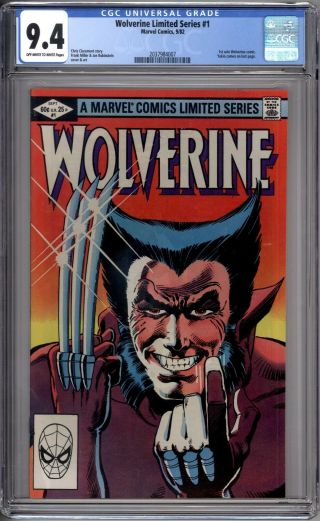 Wolverine Limited Series 1 Cgc Graded 9.  4 Nm Frank Miller Marvel Comics 1982