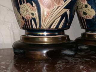 2 Tropical Asian Oriental Table Lamps Frederick Cooper Vintage Brass 3 Way 7