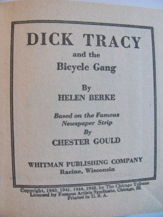 1948 DICK TRACY AND THE BICYCLE GANG - THE BETTER LITTLE BOOK - COND. 7