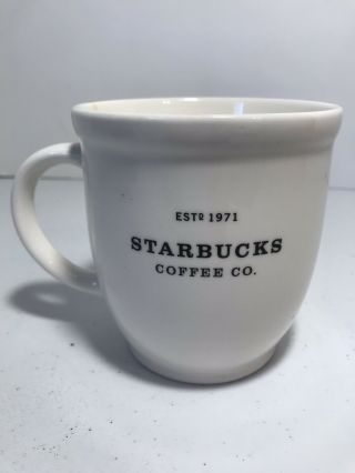 2007 Classic Starbucks Coffee Mug Cup Barista Abbey White Black 18 Oz Est.  1971