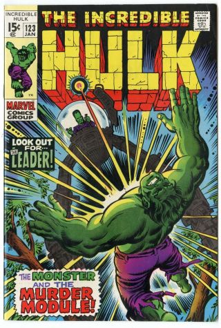 Hulk 123 Vf,  8.  5 Ow/white Pages Vs.  The Leader Marvel 1970