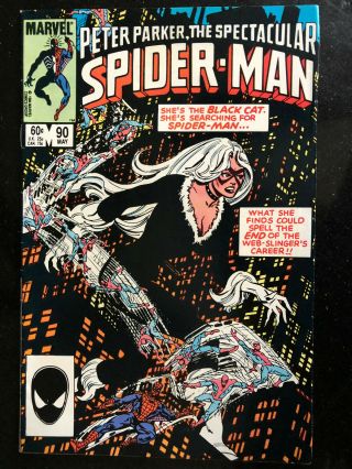Peter Parker Spectacular Spider - Man 90 Vf/nm Black Cat Symbiote Suit