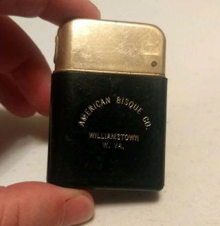 Vintage American Bisque Co Williamstown Wv Sequoia Ware Advertising Lighter