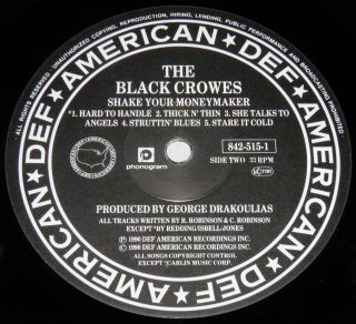 THE BLACK CROWES - SHAKE YOUR MONEY MAKER 1990 DEF AMERICAN UK 1st Pr INNER NM 6