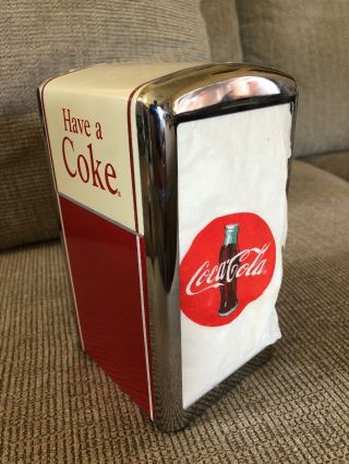 Vintage 1992 Coca - Cola " Have A Coke " Metal Napkin Holder Dispenser Pre - Owned