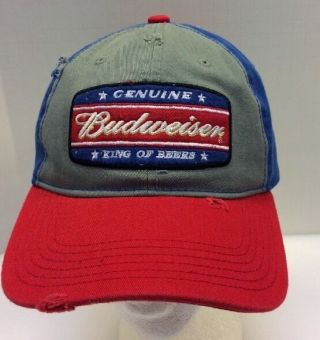 Budweiser King Of Beers Beer Factory Distressed Snapback Cap Hat Nwt
