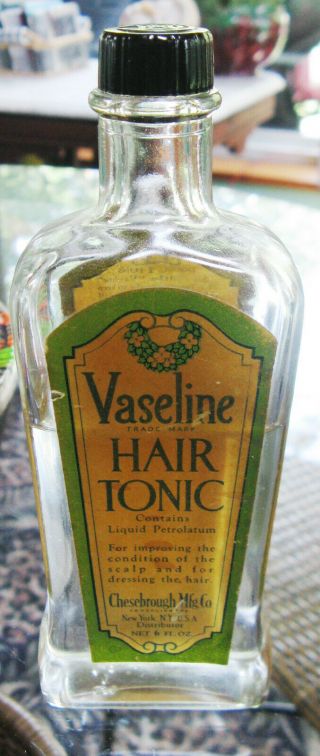 6 Oz Bottle Of Vintage Vaseline Hair Tonic By Chesebrough Mfg Co York Ny