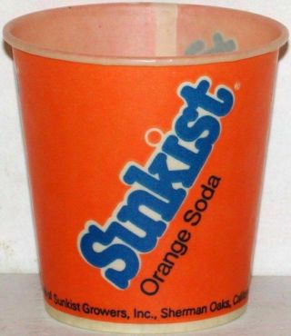 Vintage Paper Cup Sunkist Orange Soda 4oz Size Old Stock N -,  Cond