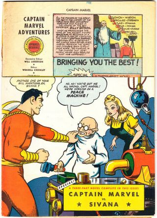 Captain Marvel Adventures 58 3/4 Cvr Complete 3 - Part Sivana Novel 1946 Fawcett