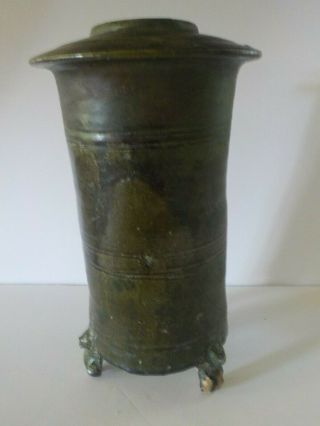 Antique Chinese Han Dynasty Green Glazed Earthenware Granary Vessel Jar Vase