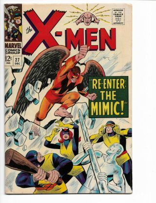 X - Men 27 - F/vf 7.  0 - Marvel Girl - Cyclops - Beast - Iceman - Spider - Man (1967)