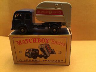 Lesney Matchbox Tippax Refuse Collector No.  15 With Type D Box