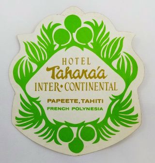 Hotel Taharaa Vintage Luggage Label Papeete Tahiti French Polynesia Sticker