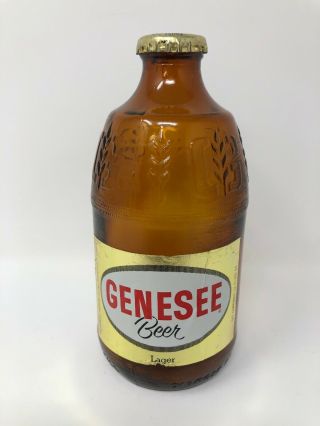 Genesee Beer Lager Glass 12 Oz Bottle With Screw On Lid Vintage Brown Bar Ware