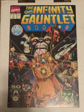 Infinity Gauntlet 1 Marvel Comics 1991 Vf Jim Starlin Thanos Avengers Endgame