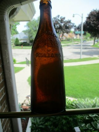 Vintage Oconto Brew Co Embossed Empty Beer Bottle Oconto Wi 9 " Tall