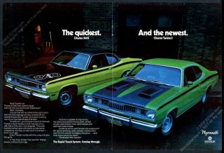 1971 Plymouth Duster 340 & Twister 2 Car Photo Vintage Print Ad