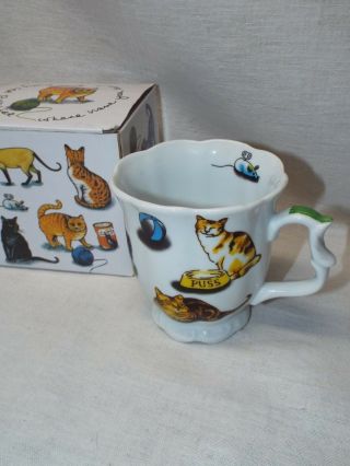 Paul Cardew 2013 Pussy Cat Where Have You Been Coffee Mug Cat Tea Stamp W/box